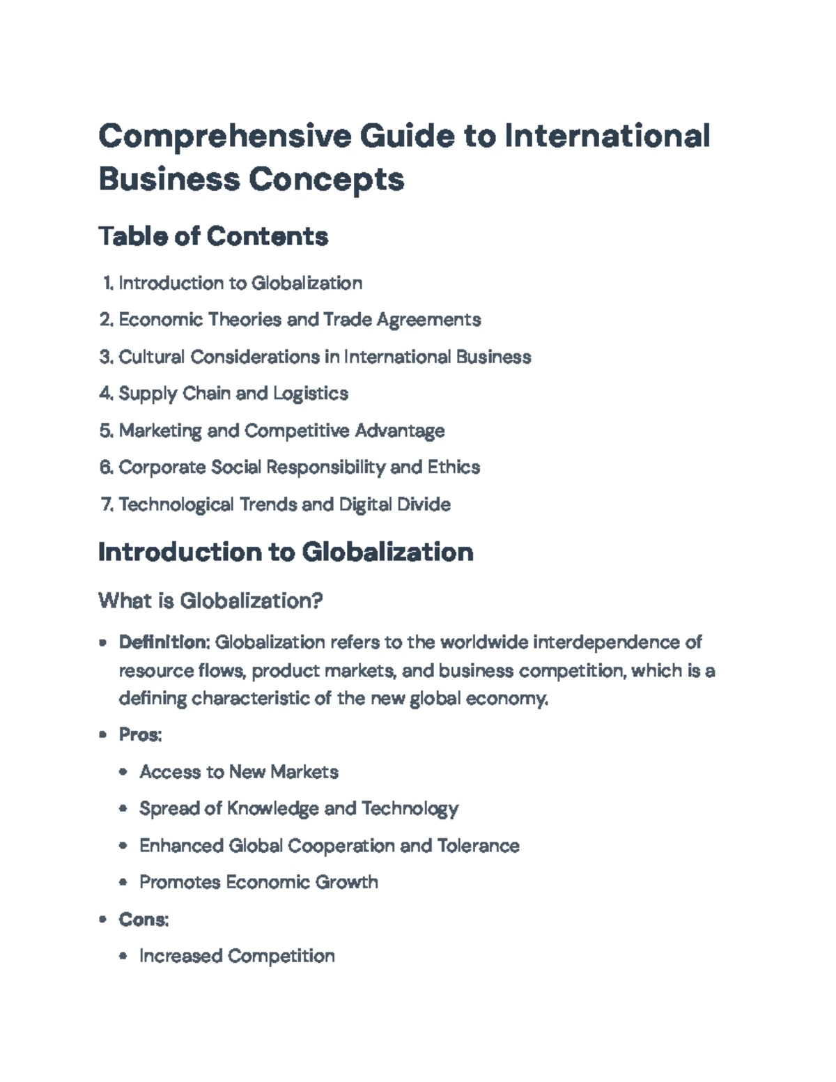 INTB 101: International Business Final Exam Review - Key Concepts ...