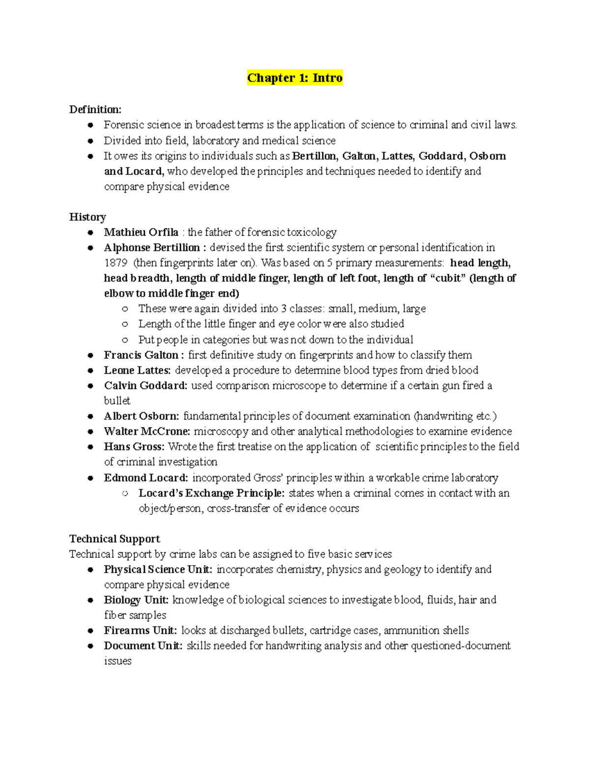 CHY 183 Intro to Forensic Science - Chapter 1: Intro Definition ...