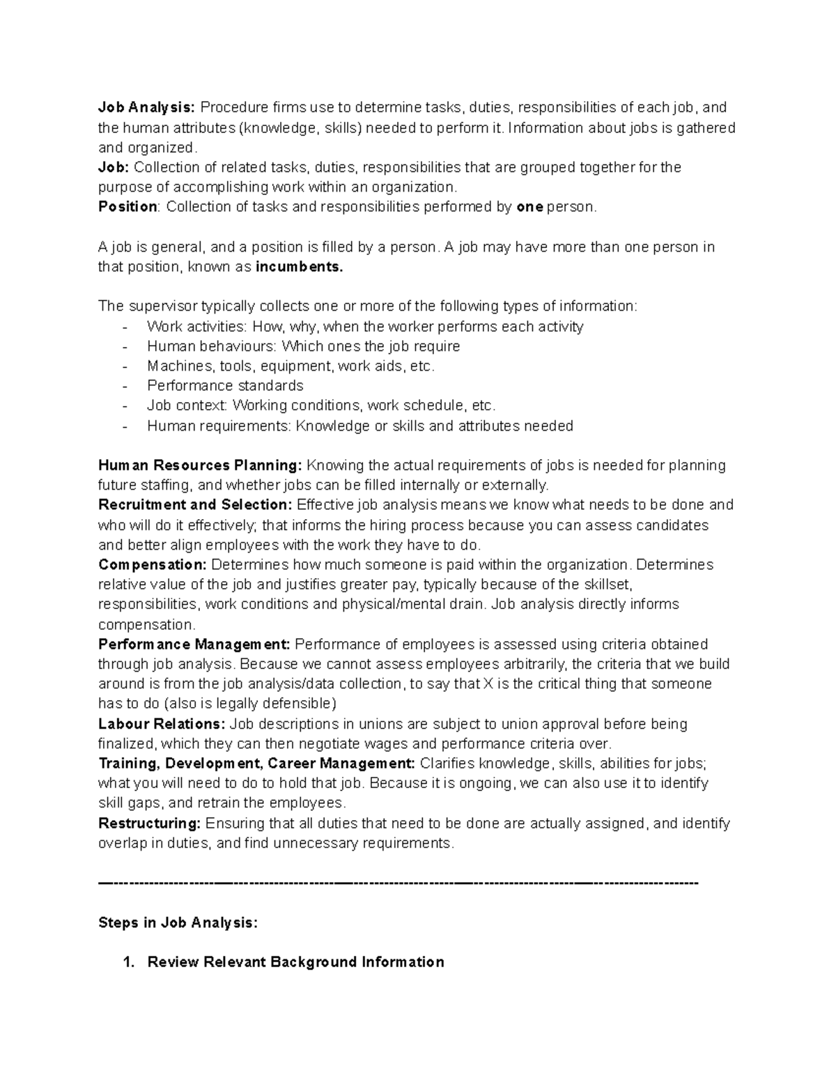 Lec 2 - Job Analysis: Comprehensive Notes & Exam Review - Studocu