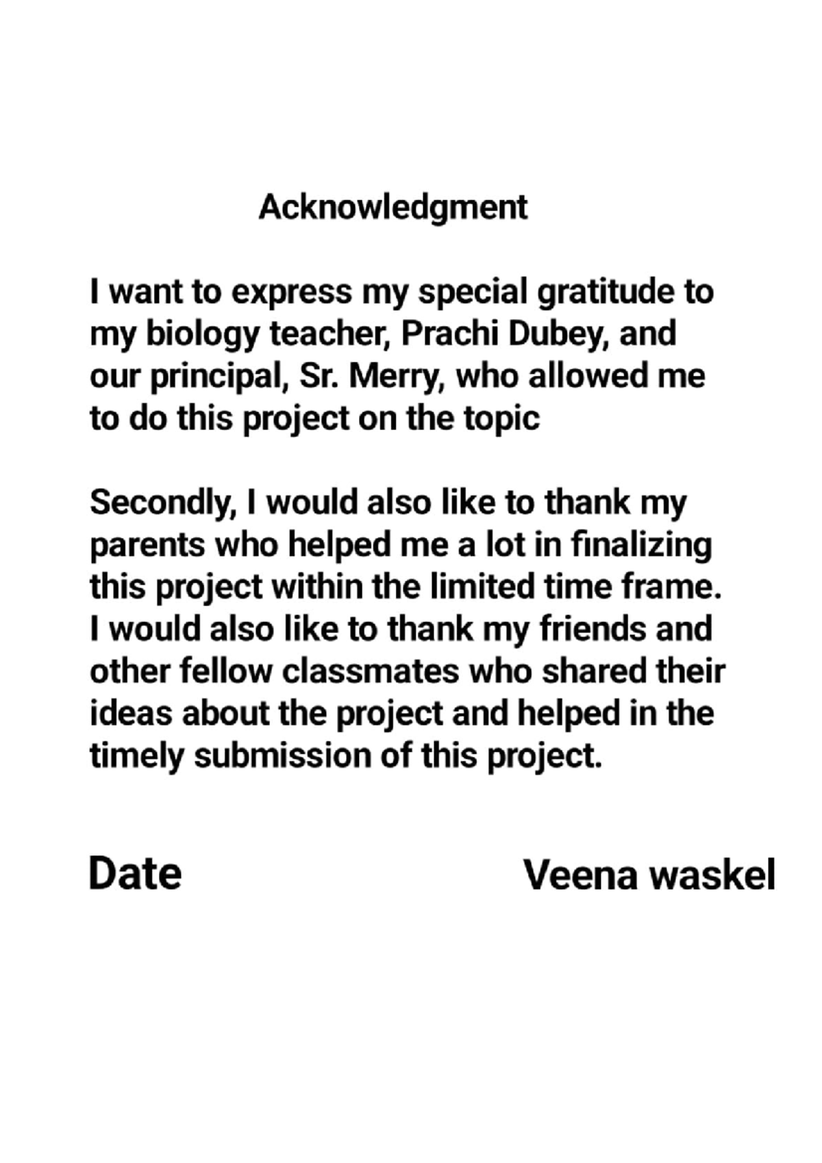 Biology Project Acknowledgment: Sickle Cell Anemia (Class XII) - Studocu