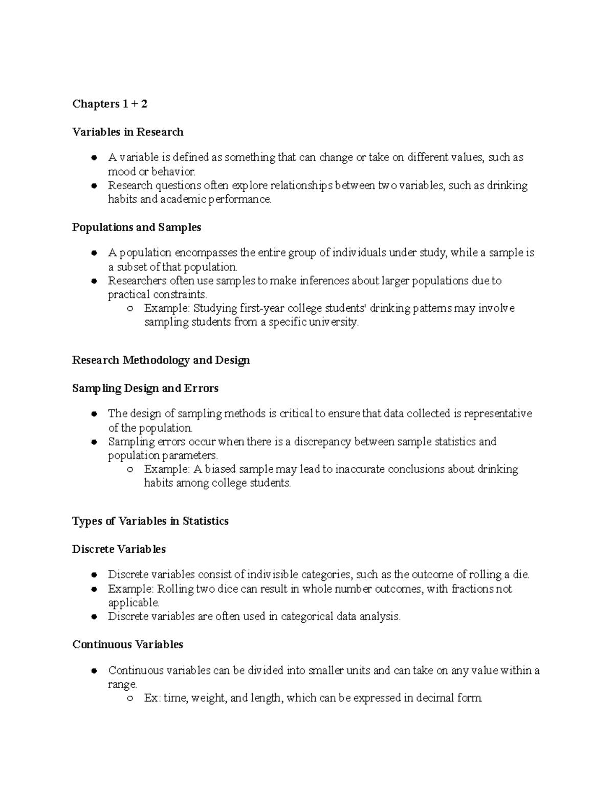 Chapters 1 + 2: Variables and Research Methodology - Studocu
