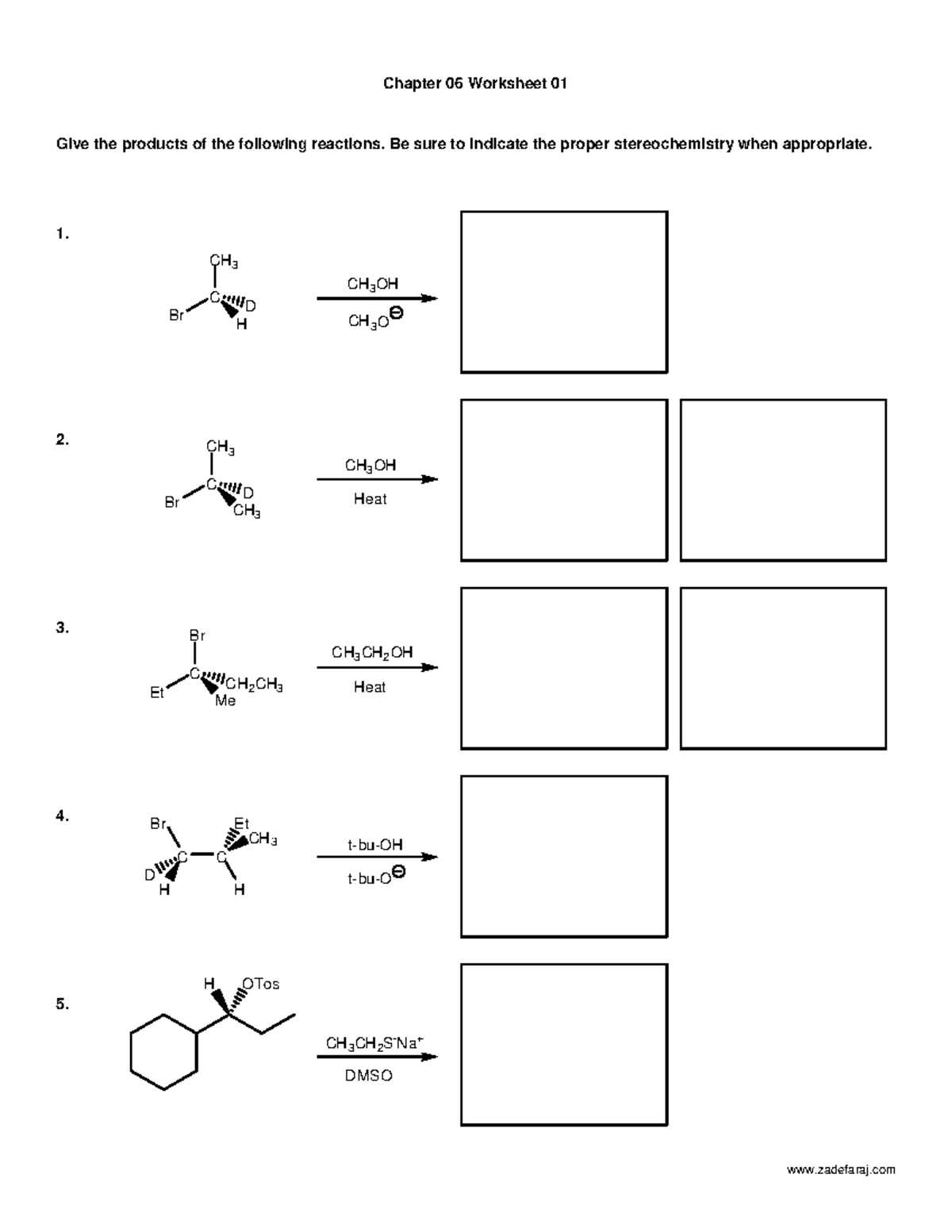 Ch 6 WS 1 (Oct 4) - Elimination and Substitution Reactions Practice ...