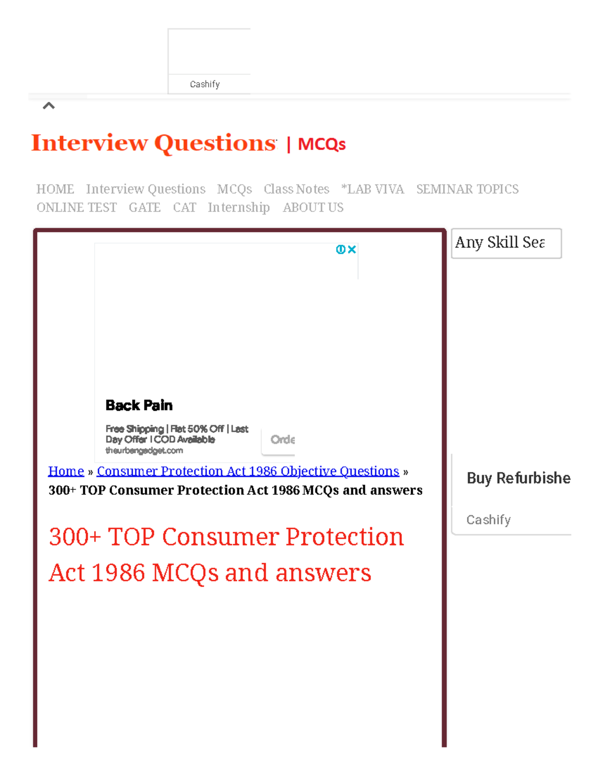 300+ Consumer Protection Act 1986 MCQs with Answers (2023) - Studocu
