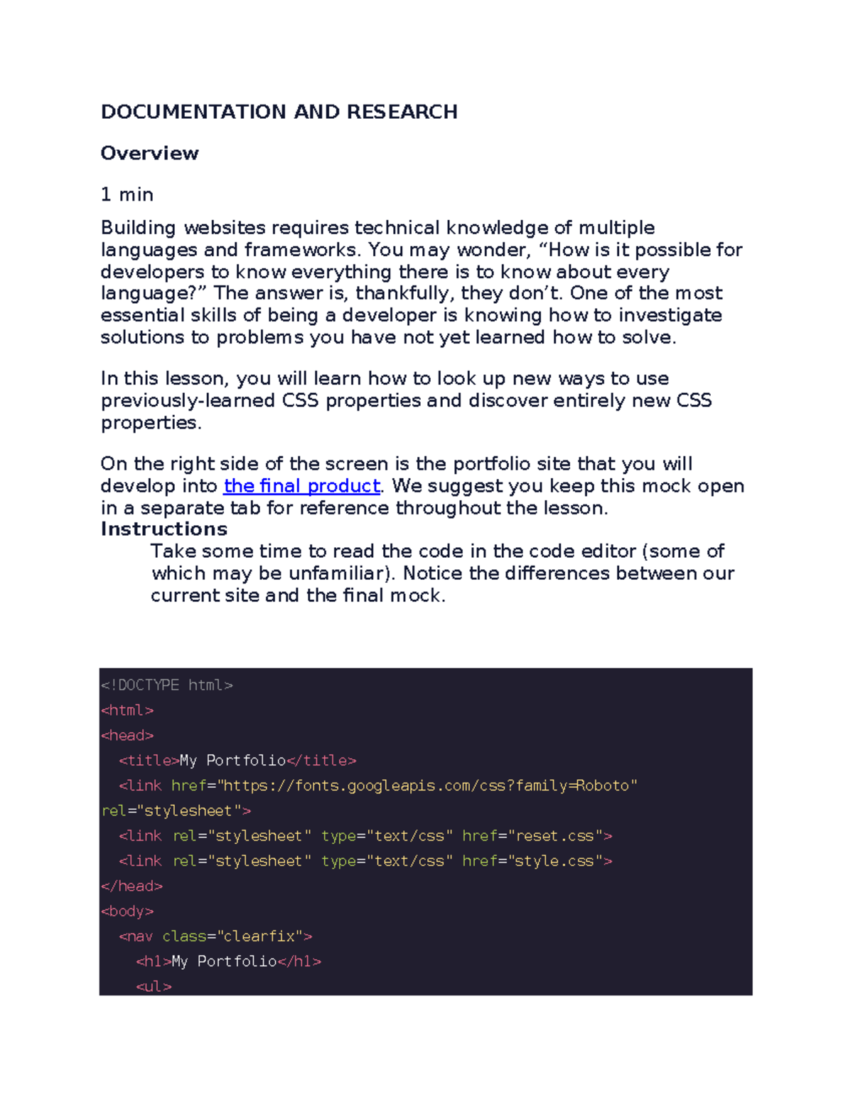 Web Dev Documentation & Research: CSS/HTML Techniques & Tools - Studocu