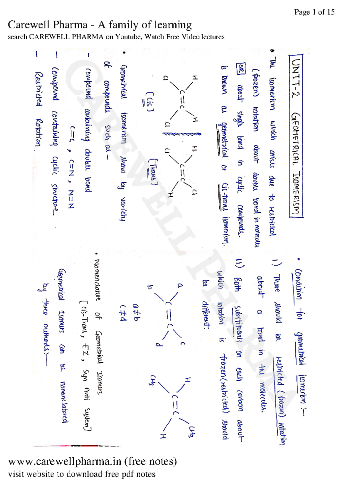 Unit 2 Notes: Carewell Pharma - B Pharmacy 4th Sem Organic Chemistry ...