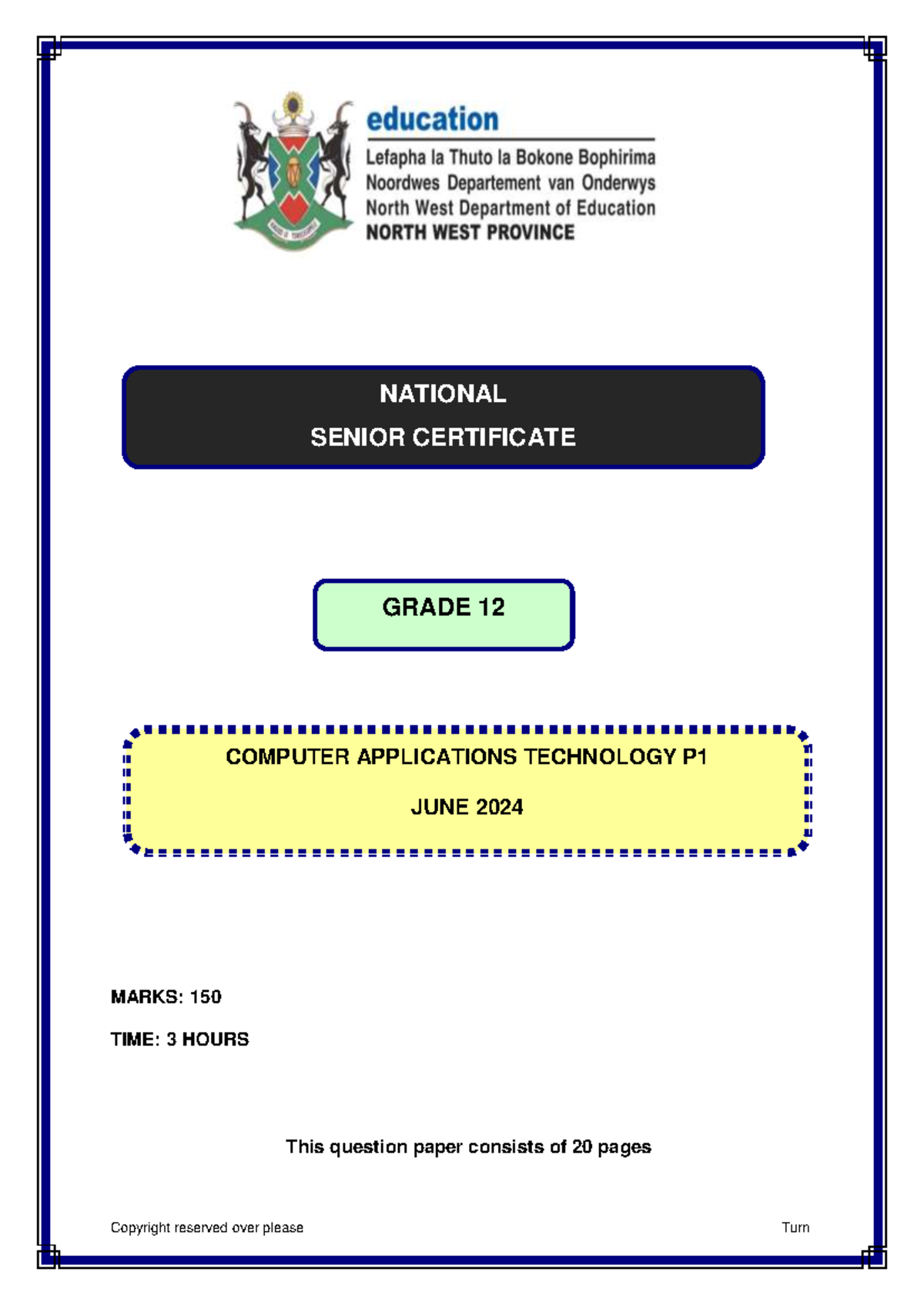 Computer Applications Technology P1 June 2024 Exam Paper - Studocu