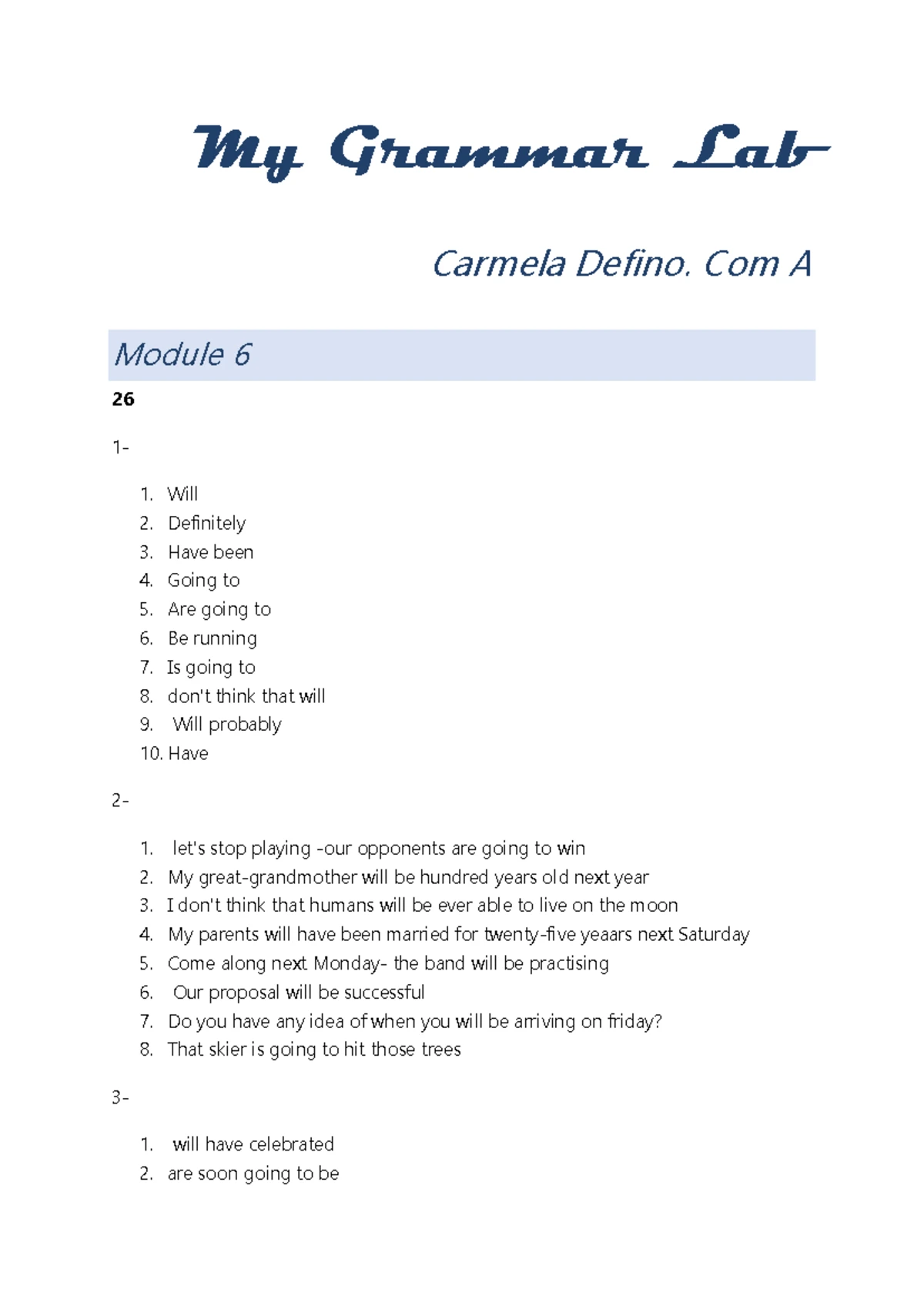 MY Grammar LAB - Modules 1 & 2 Notes for LENGUA INGLESA 2 - Studocu