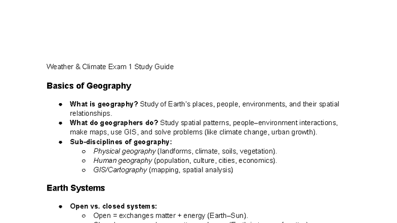 GEOG 1401: Weather & Climate Exam 2 Study Guide Essentials - Studocu