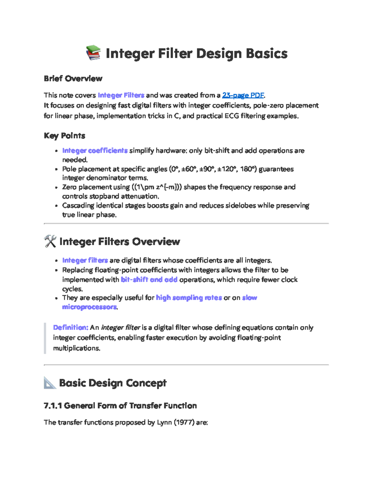 Biomedical 7: Integer Filter Design Basics and Implementation ...