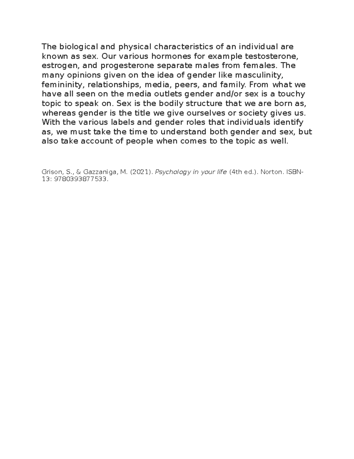 PSY 101 - Understanding Sex and Gender: Definitions and Perspectives ...