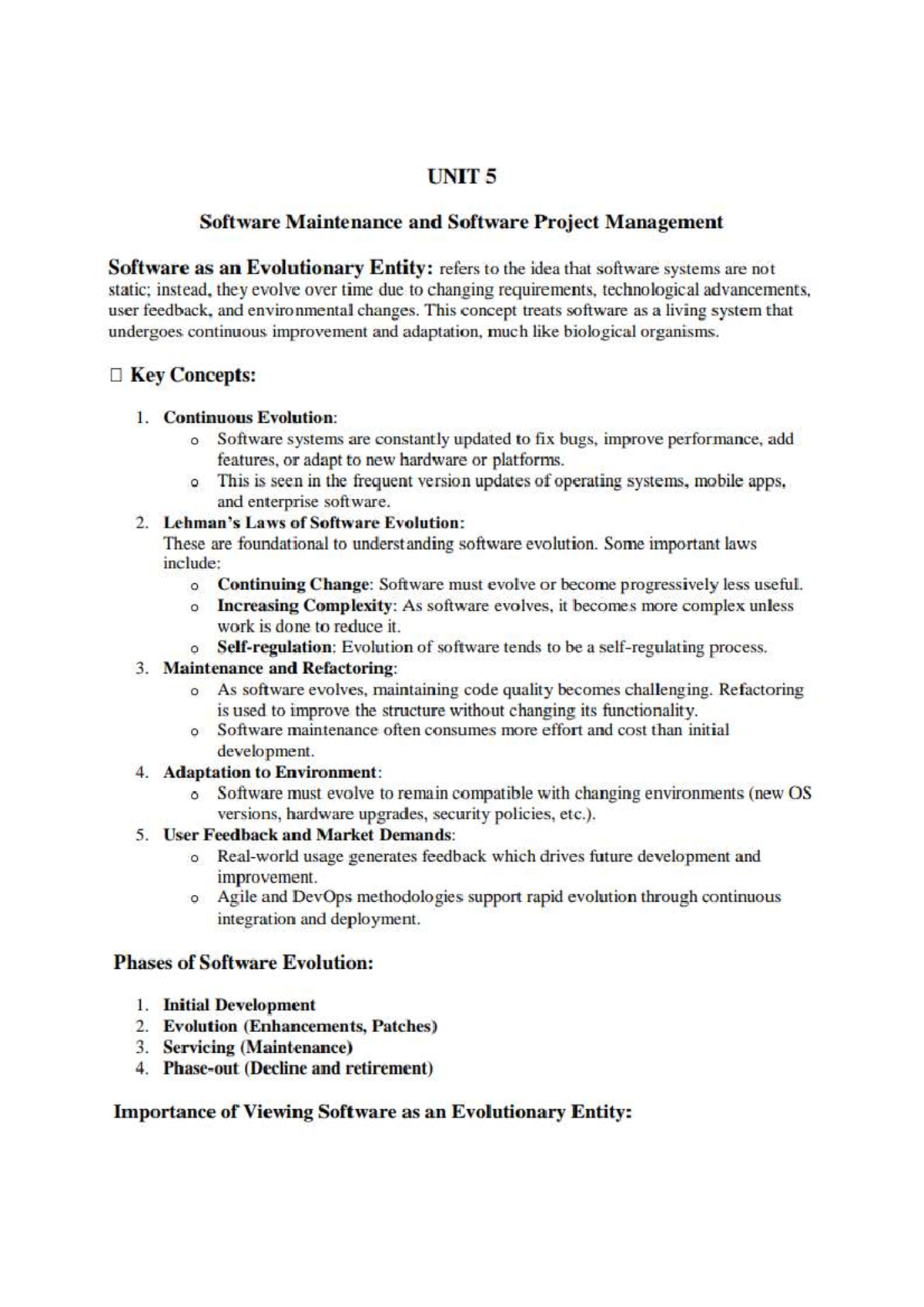 SE-UNIT 5 - UNIT 5 alll topics are discussed - UNIT 5 Software ...