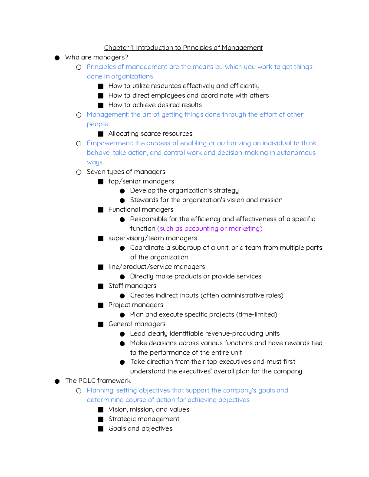 Exam 1 Study Guide - MNGT 3100: Principles of Management Insights - Studocu