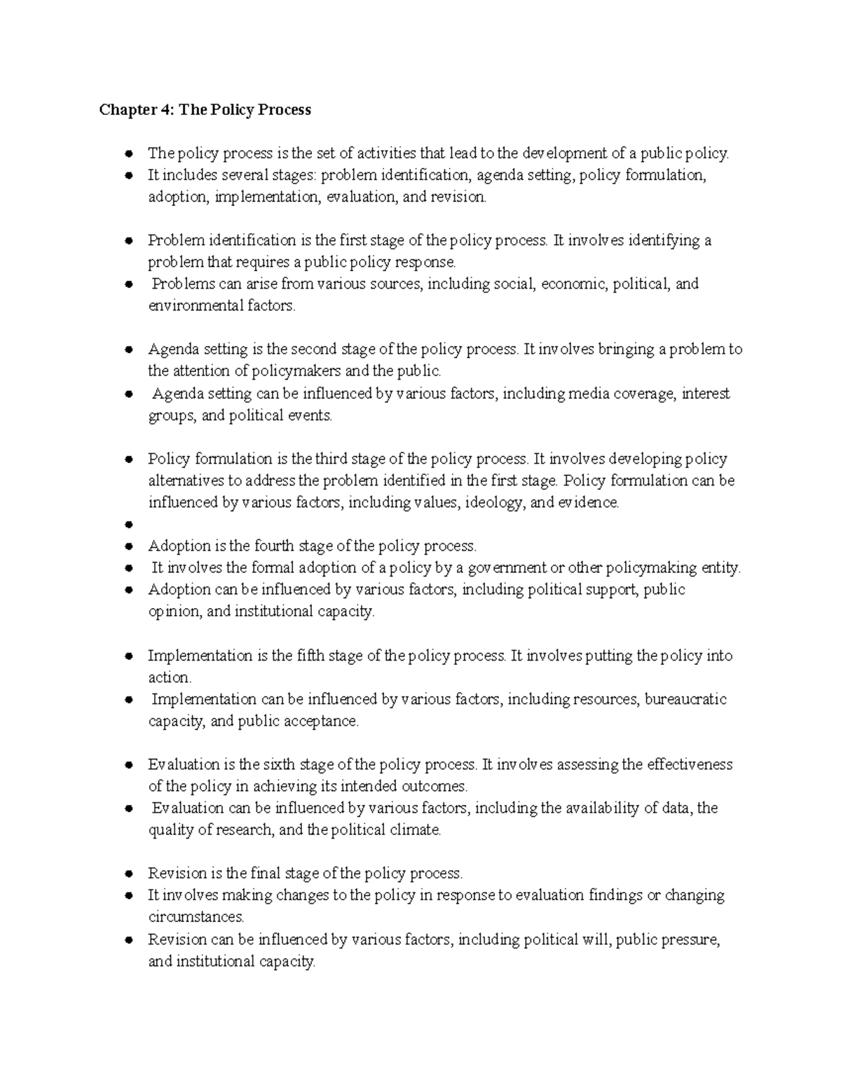 PS 220 Chapter 4 - Understanding the Policy Process and Its Stages ...
