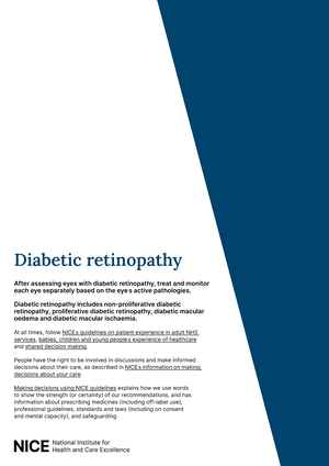 RCOphth Clinical Guidelines for Retinal Vein Occlusion (RVO) 2022 - Studocu