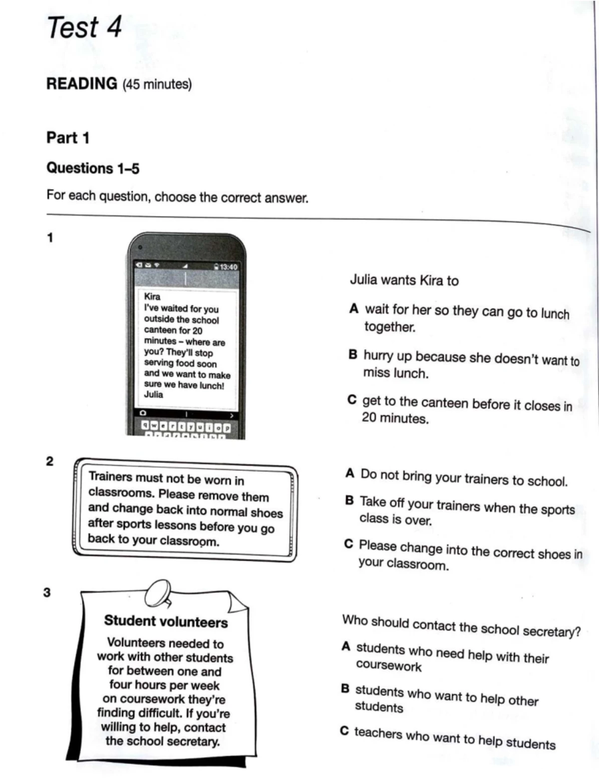 B1 Preliminary 2 Reading & Use of English Test 1 Questions and Answers ...