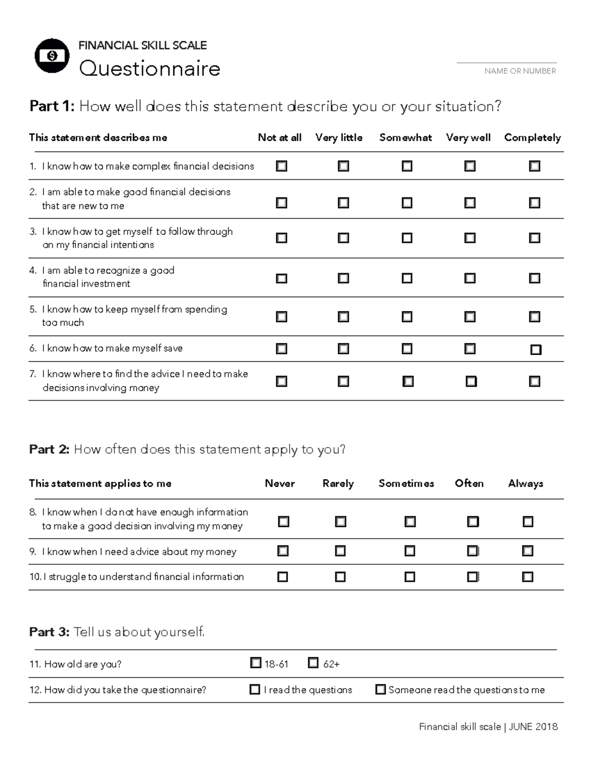 Bcfp Financial Well-Being: Financial Skill Scale Questionnaire - Studocu