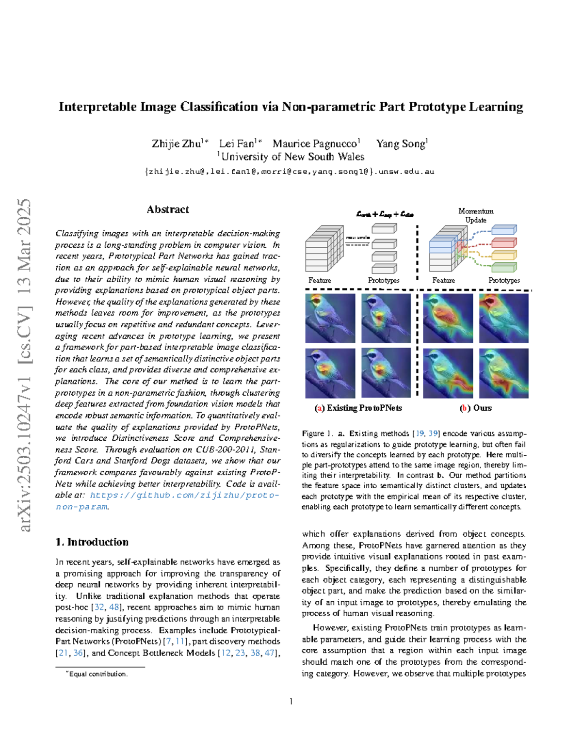 Interpretable Image Classification with Part Prototype Learning (CS ...
