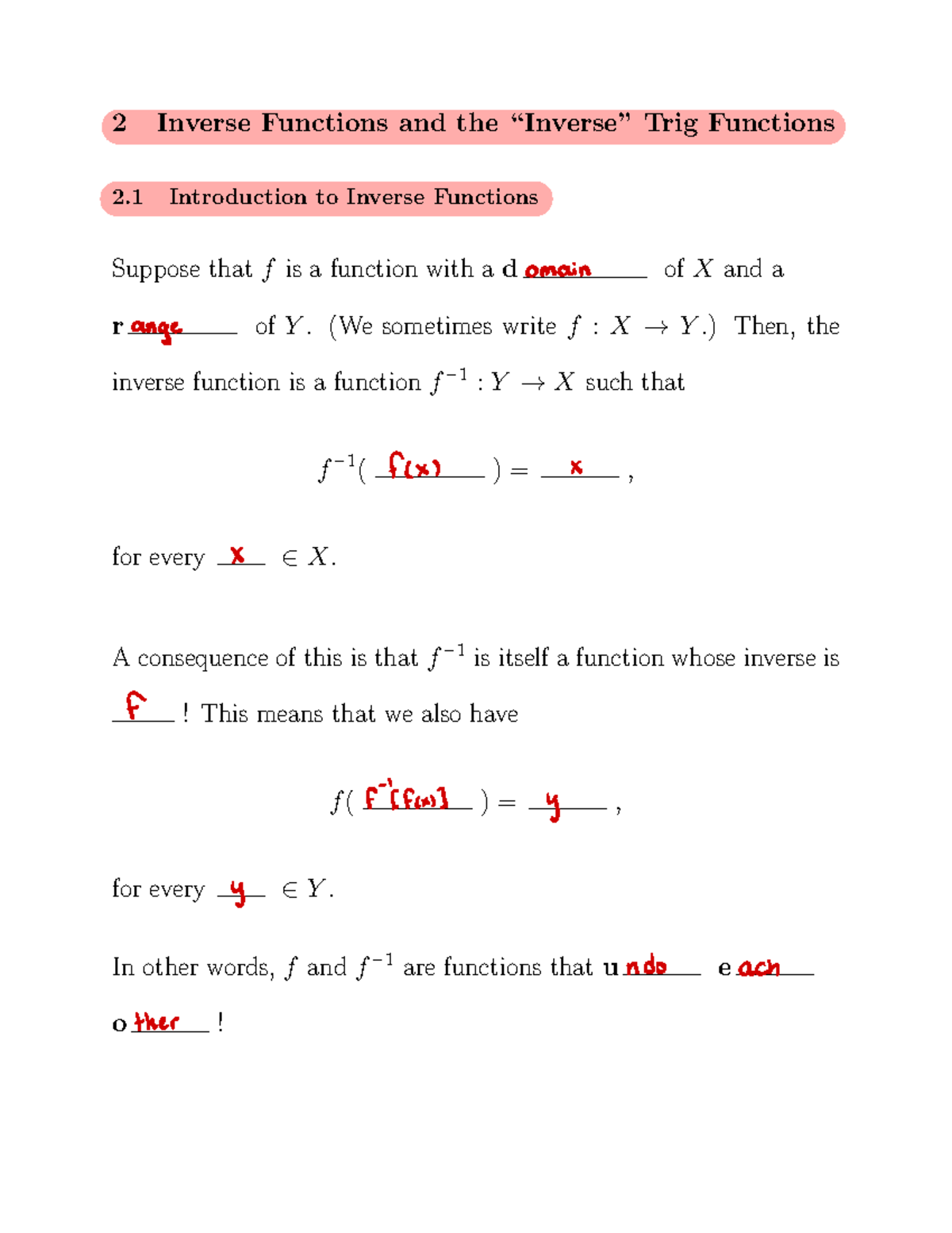 2 - Inverse Functions, Arctrig Functions, Derivatives & Integrals - Studocu