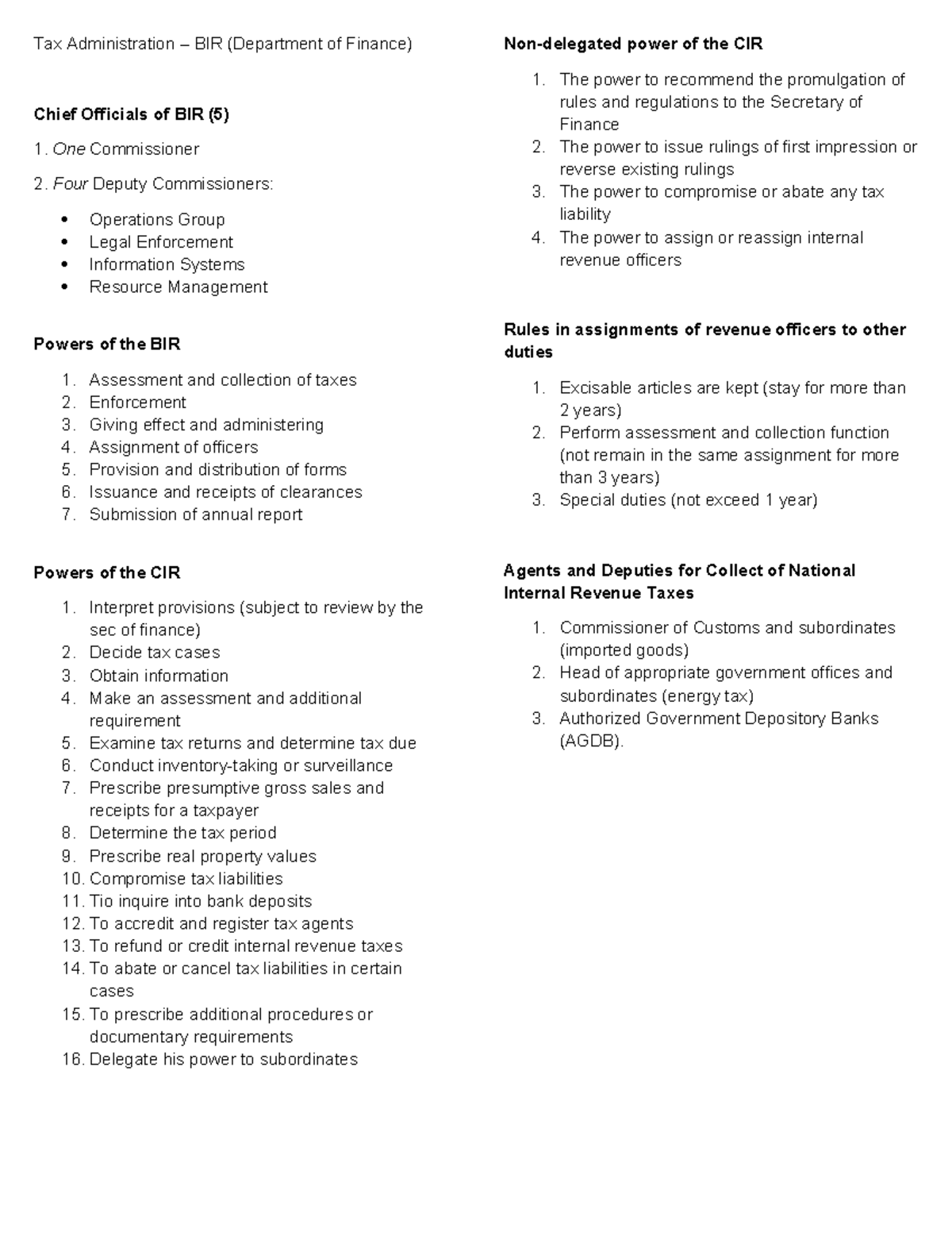 Tax-Administration - Tax - Tax Administration – BIR (Department of ...