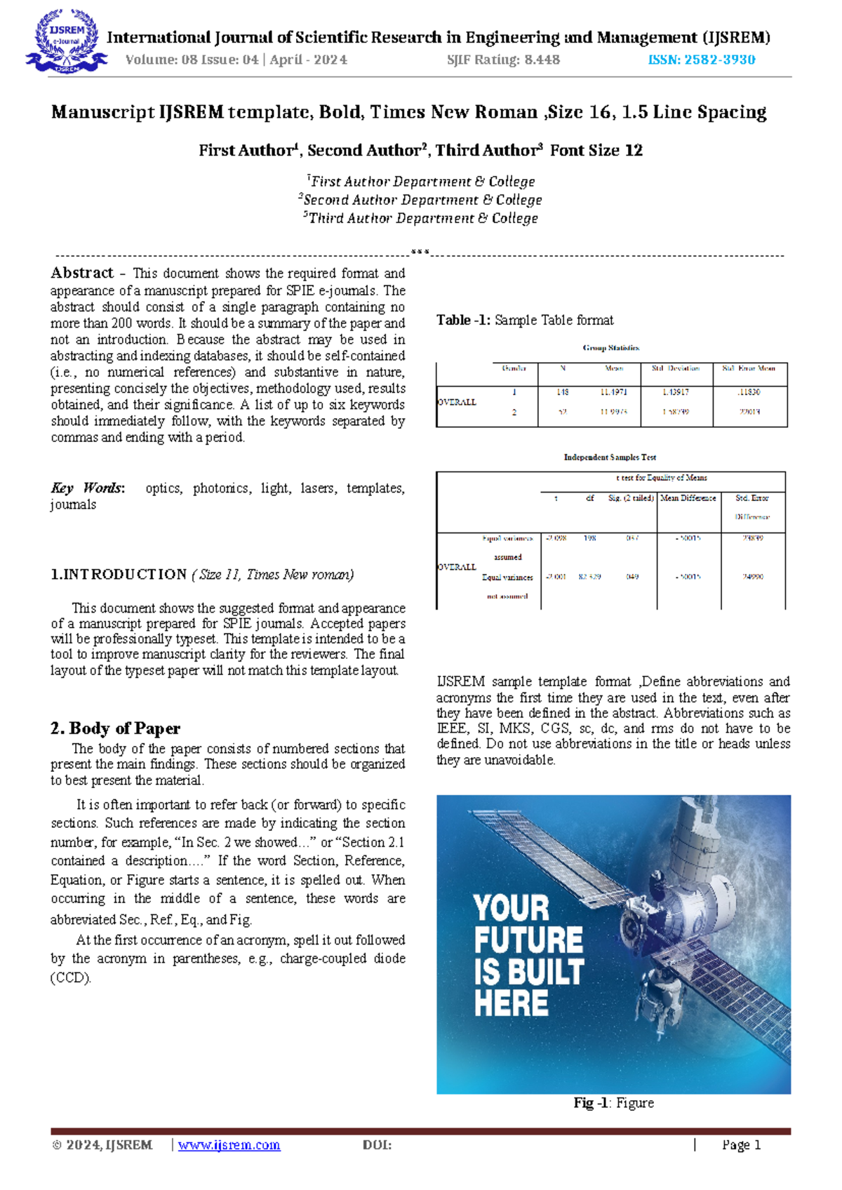 IJSREM Manuscript Template Guidelines: Format & Submission Details ...