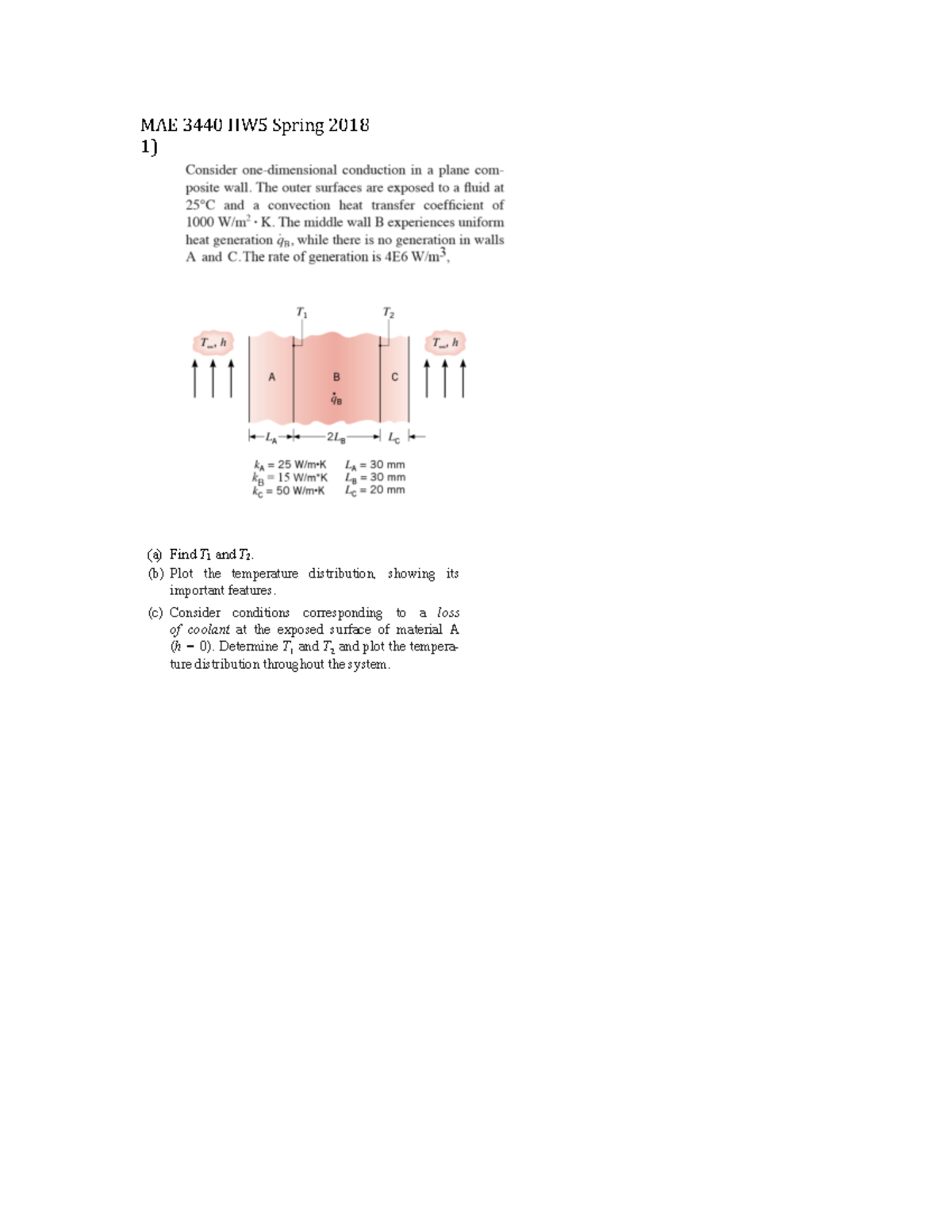 Mae 3440 Hw5 Solutions For Heat Transfer Problems Spring 2018 Studocu