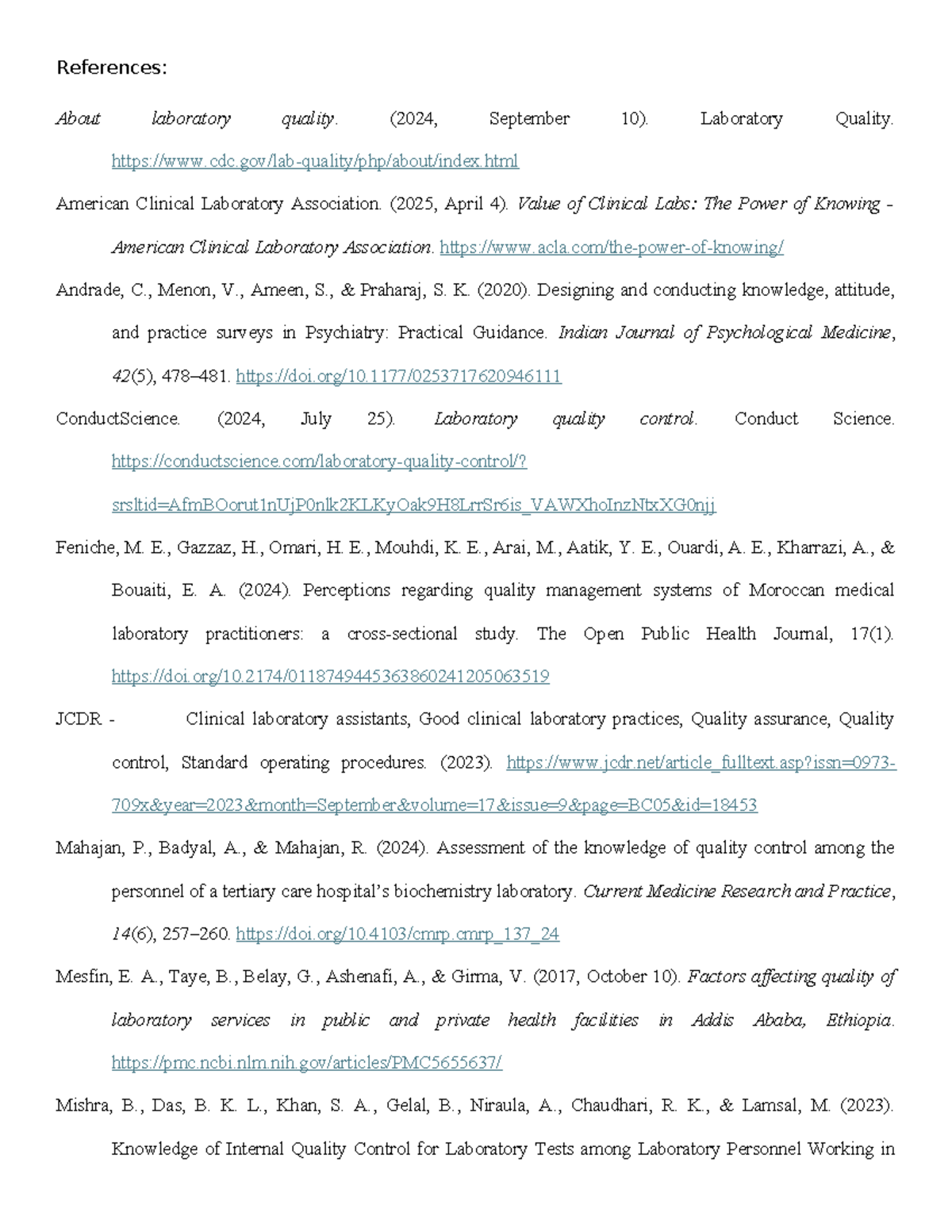 References: Health Information System Guides on Laboratory Quality ...