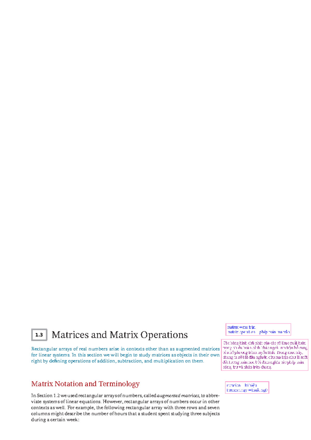 1.3 Matrices and Matrix Operations - Key Concepts and Exercises - Studocu