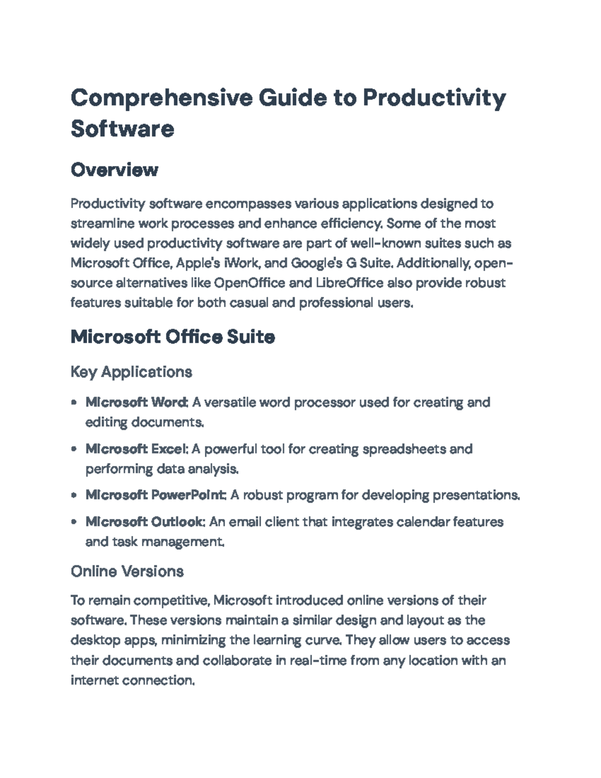 Comprehensive Guide to Productivity Software Tools & Alternatives - Studocu