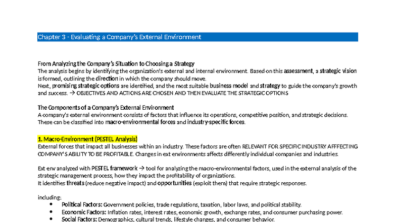 Chapter 3&4 SE - Evaluating External Environment & Competitive Analysis ...