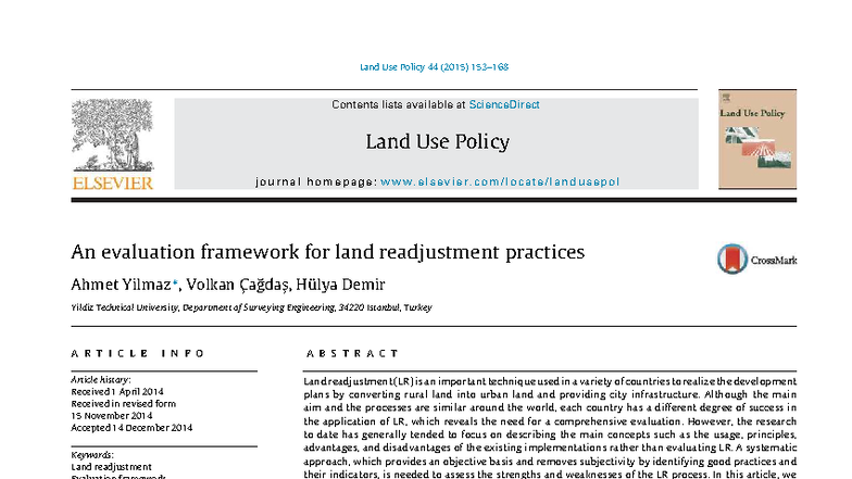 Evaluation Framework for Land Readjustment Practices (LUP 44) - Studocu