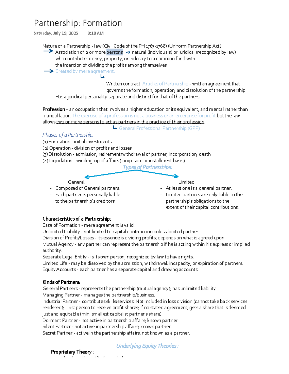 Partnership Formation: Key Concepts and Legal Framework (Law 101) - Studocu