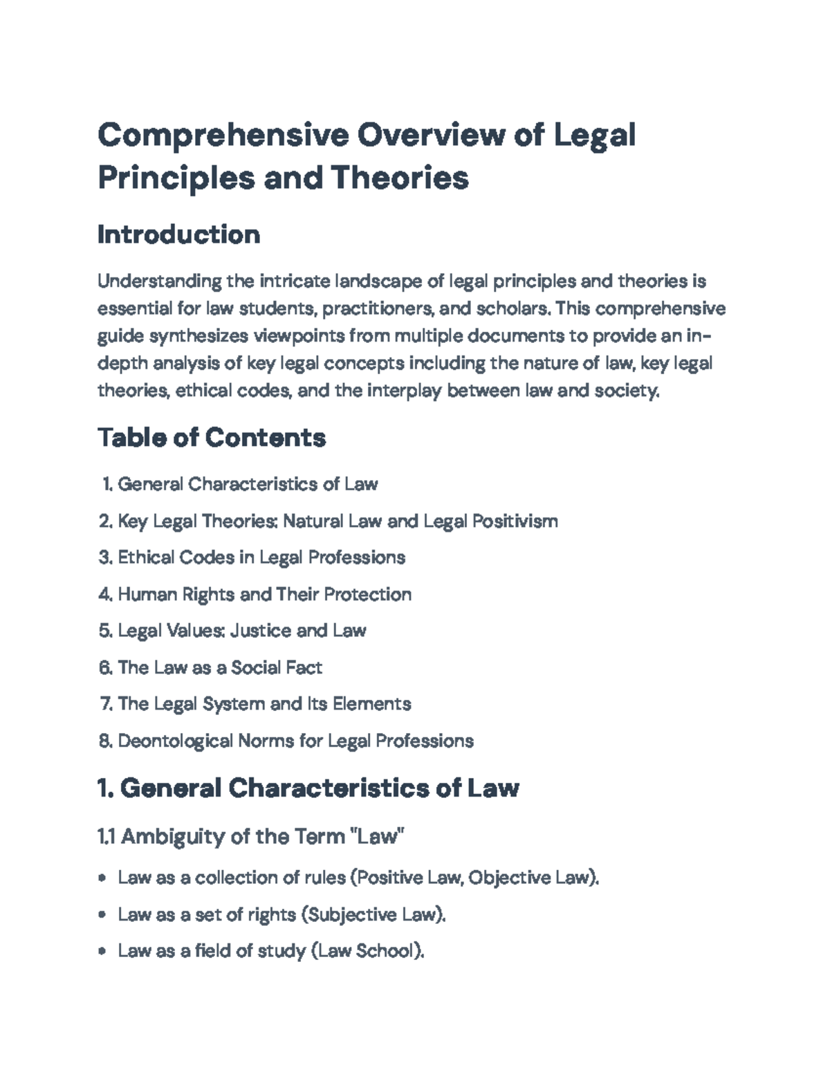Comprehensive Guide to Legal Principles and Theories (LAW 101 ...