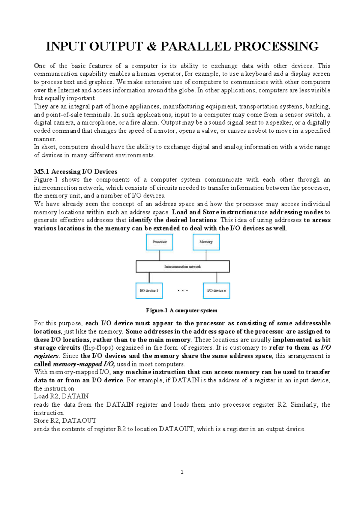 Module-5 Input Output & Parallel Processing Part-1 - INPUT OUTPUT ...
