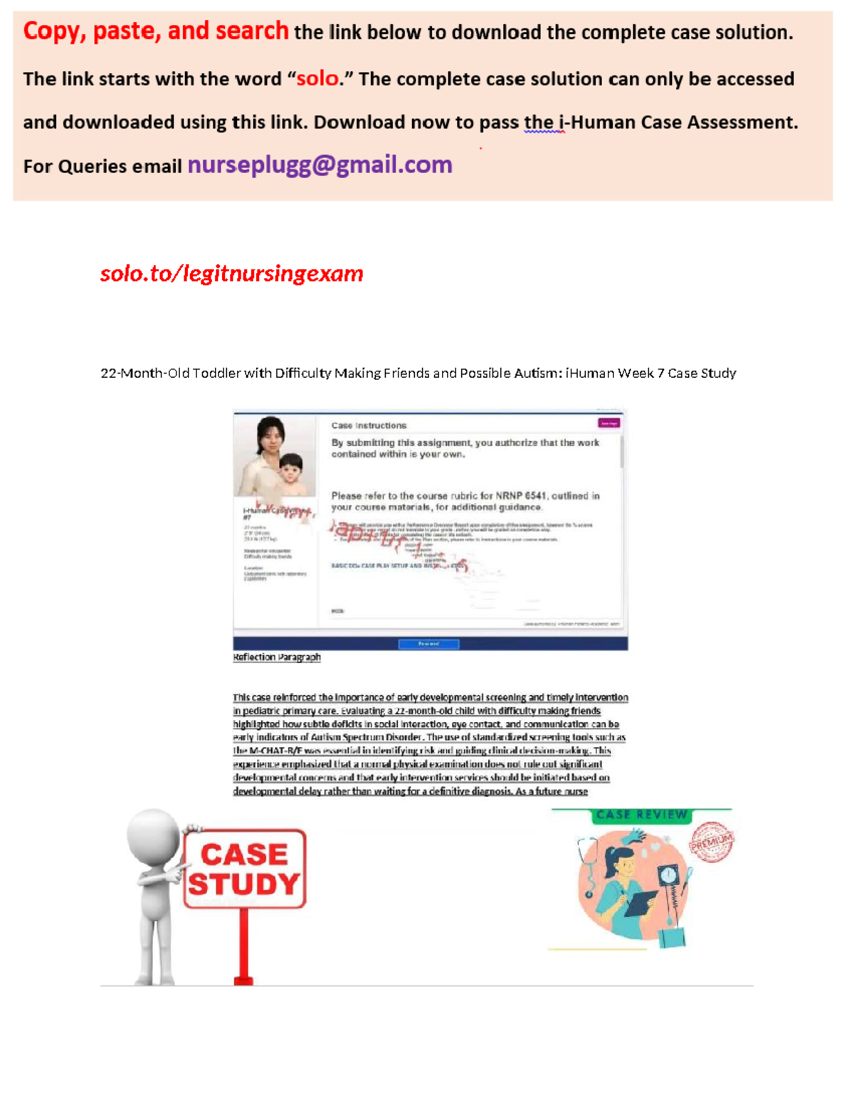 Comprehensive Case Study on Toddler with Autism Challenges (iHuman W7 ...
