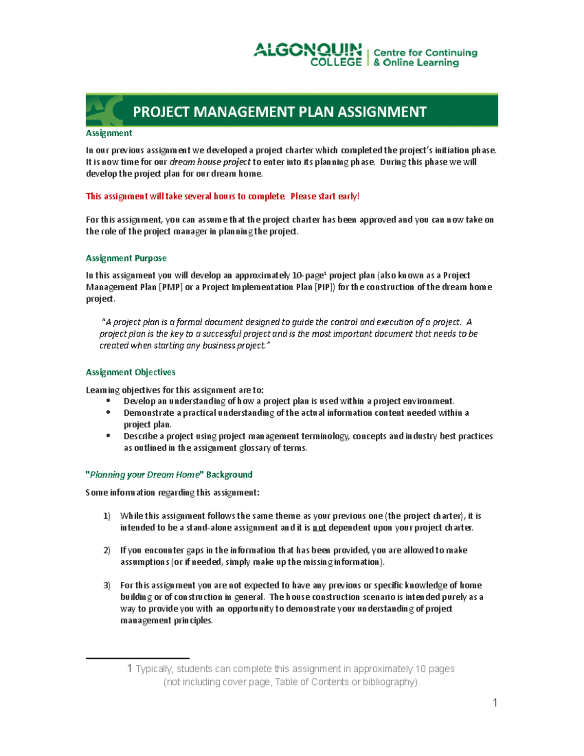 (F22) MGT4111 Dream Home Project Plan Assignment - Studocu