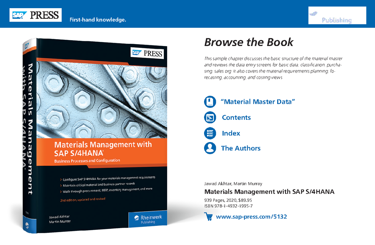 Reading sample sap press materials management with sap s4hana - Browse ...