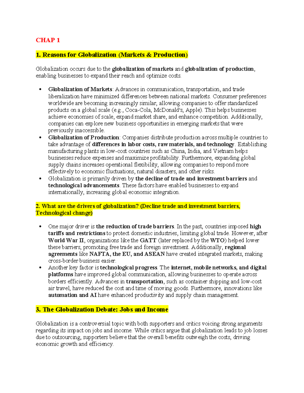 Globalization Insights - IB 101 Chapter Review and Key Concepts - Studocu