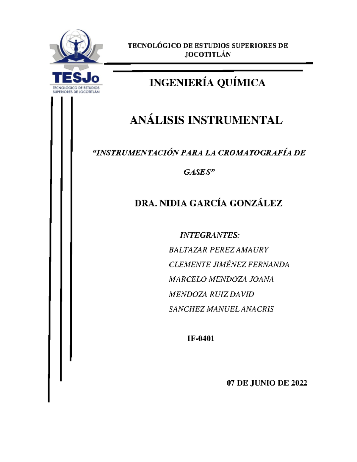 Instrumentación para la Cromatografía de Gases - Química IF - Document Preview
