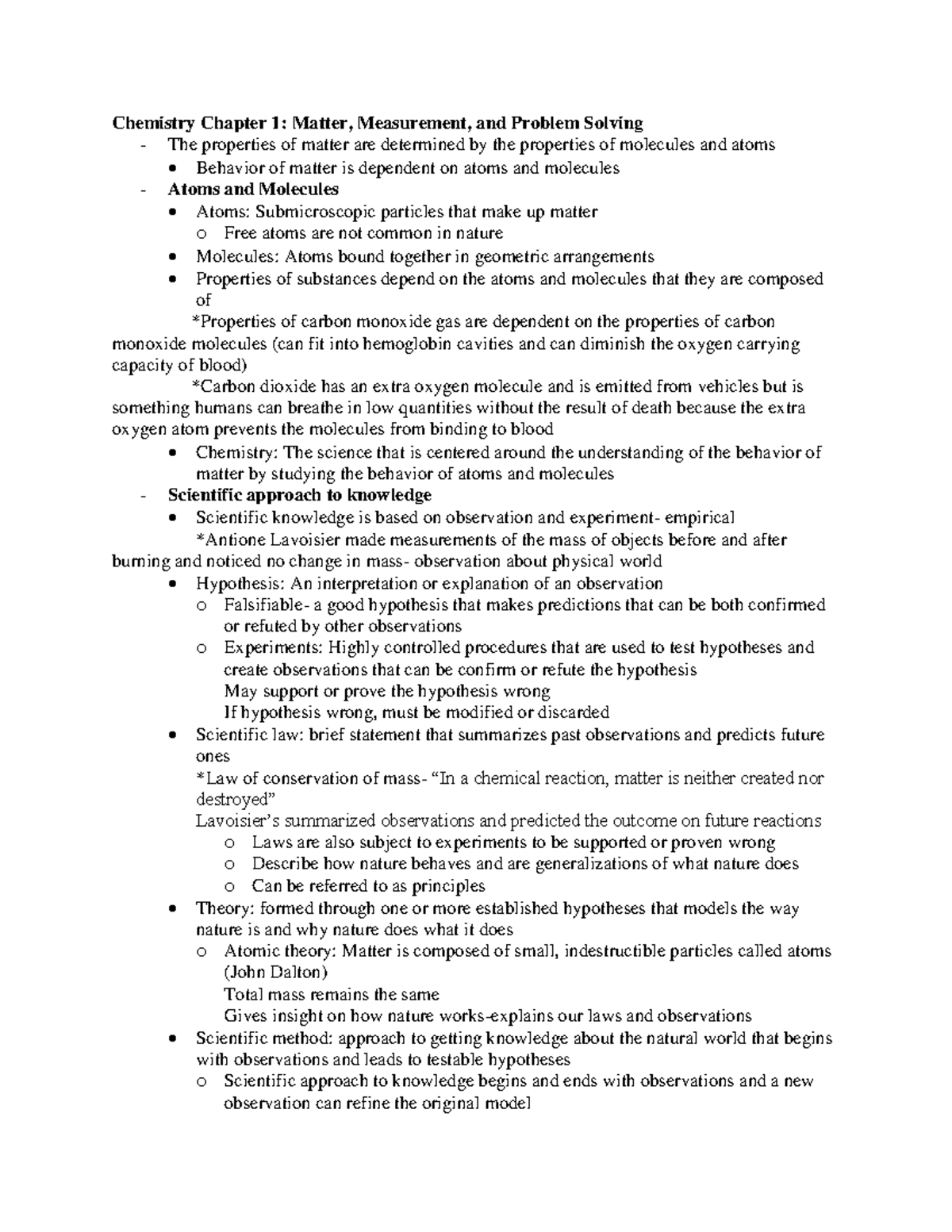 Summary of Chemistry: A Molecular Approach - Ch. 1-8 Notes - Studocu