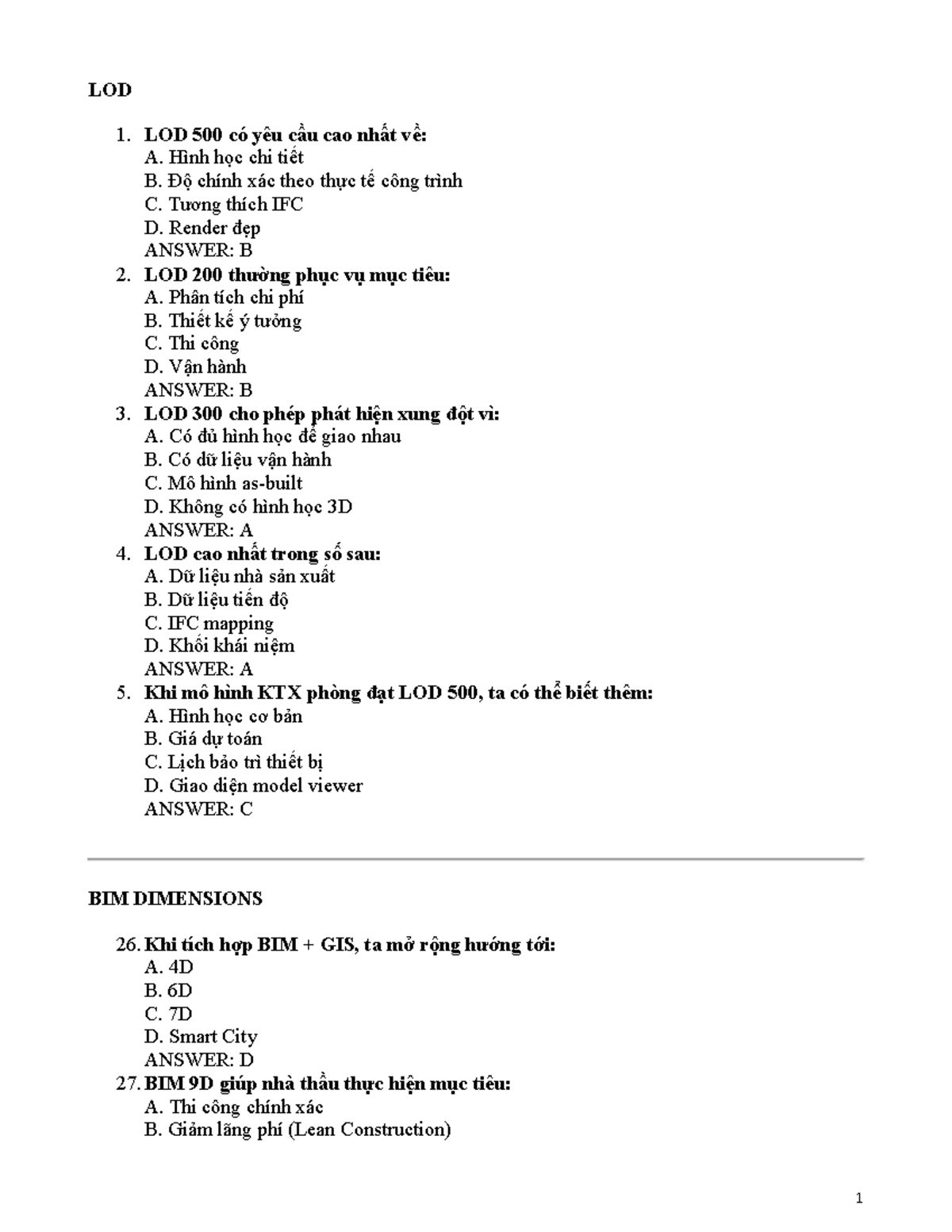 BIM Maturity Levels and LOD Requirements - TN BIM Study Guide - Studocu