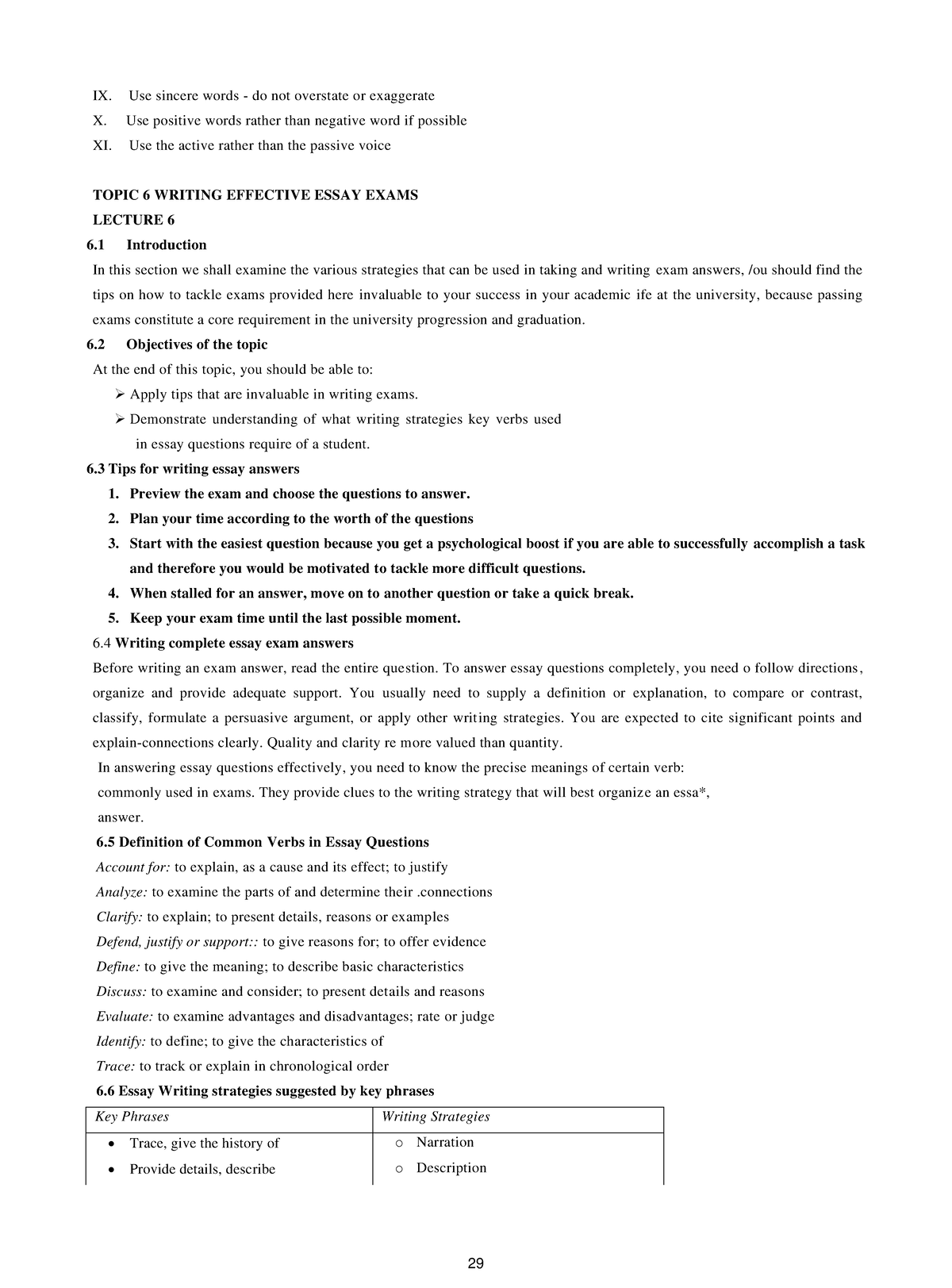 CCS 101 Module 6 - Effective Strategies for Writing Essay Exams - Studocu