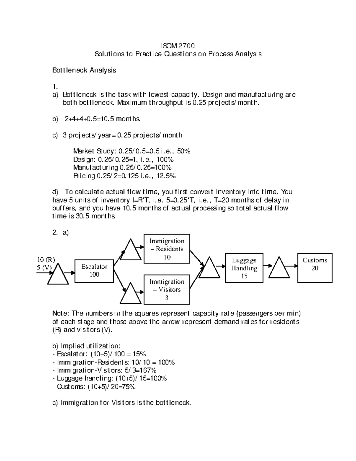 ISOM 2700 Process Analysis Practice Problems Solutions - Studocu