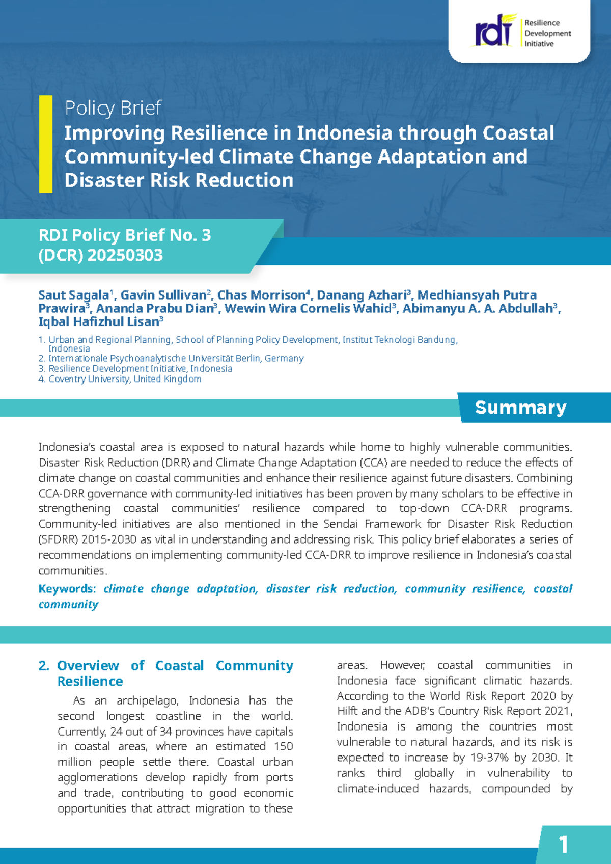 RDI Policy Brief No. 3 (DCR) 20250303: Enhancing Coastal Resilience in ...