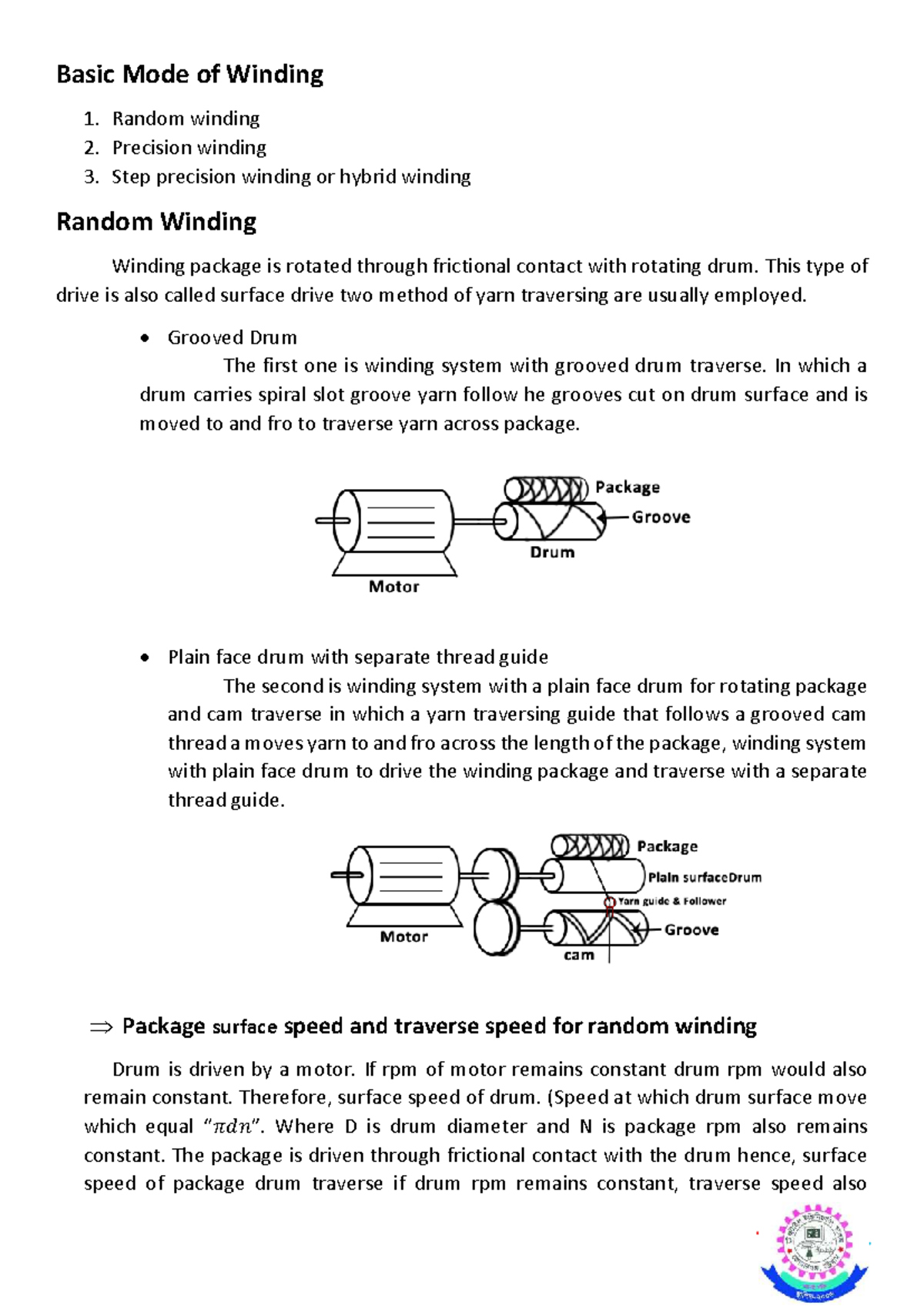 Basic Modes of Winding: Random, Precision, and Hybrid Techniques - Studocu