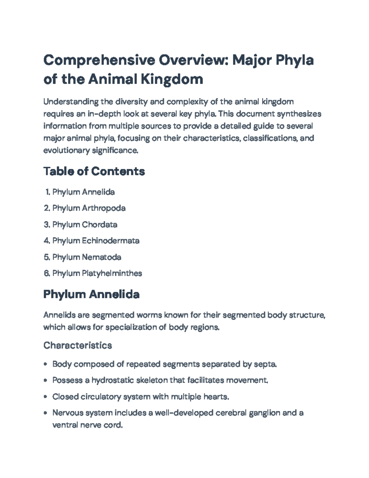 Comprehensive Overview of Major Animal Phyla in the Animal Kingdom ...