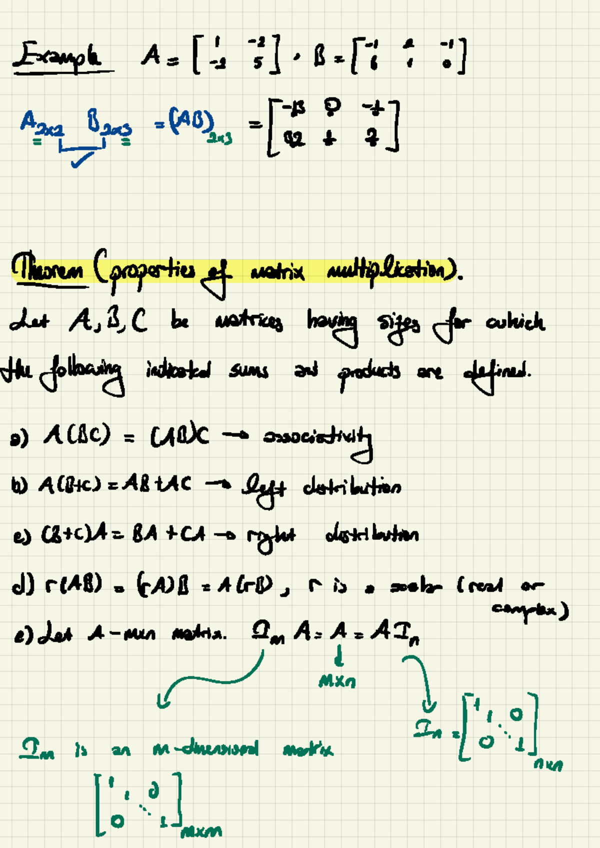 Lecture 03 - 25: Properties of Matrix Multiplication (AB) - Studocu