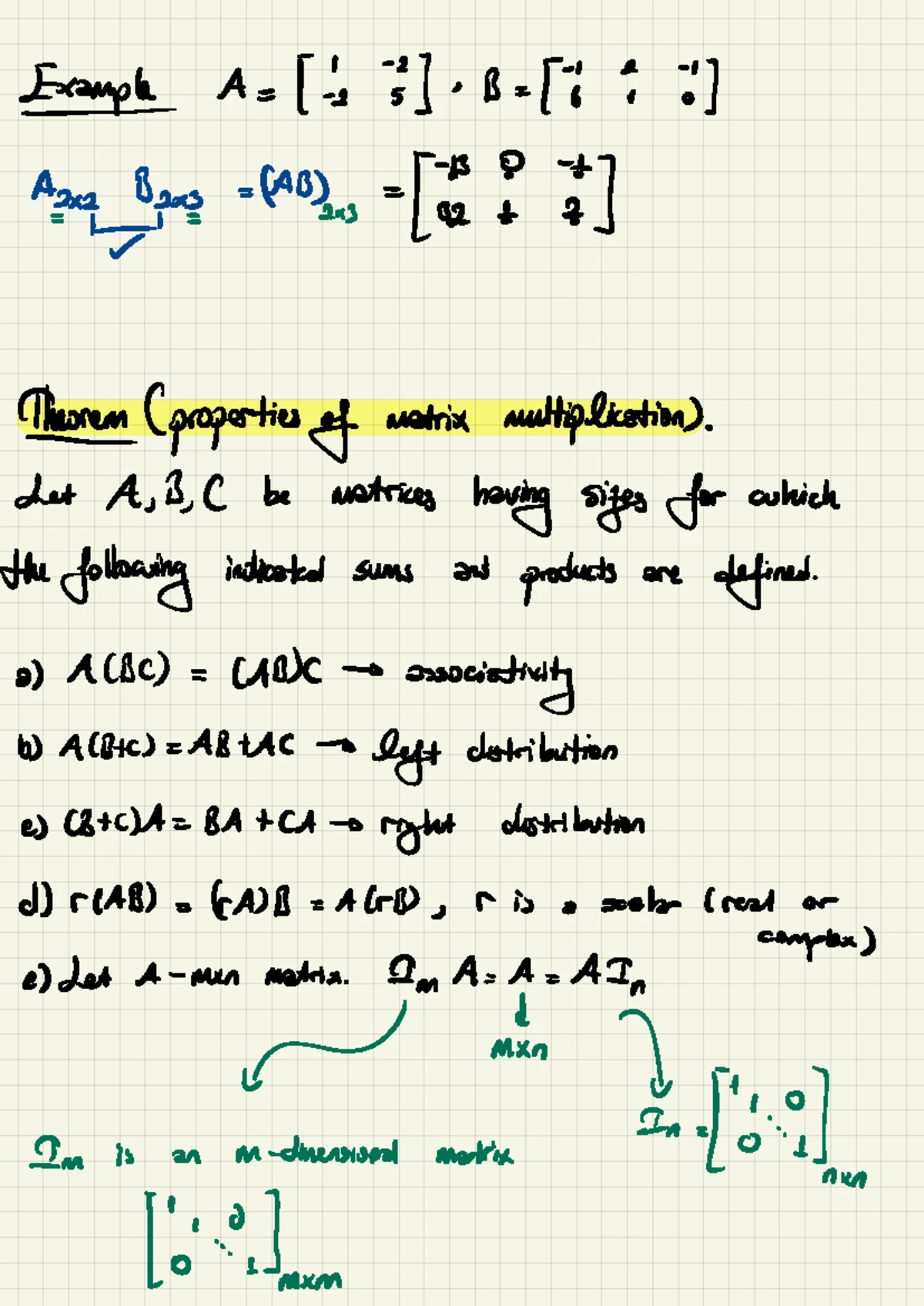 Lecture 02 - Linear Algebra Properties and Matrix Multiplication - Studocu