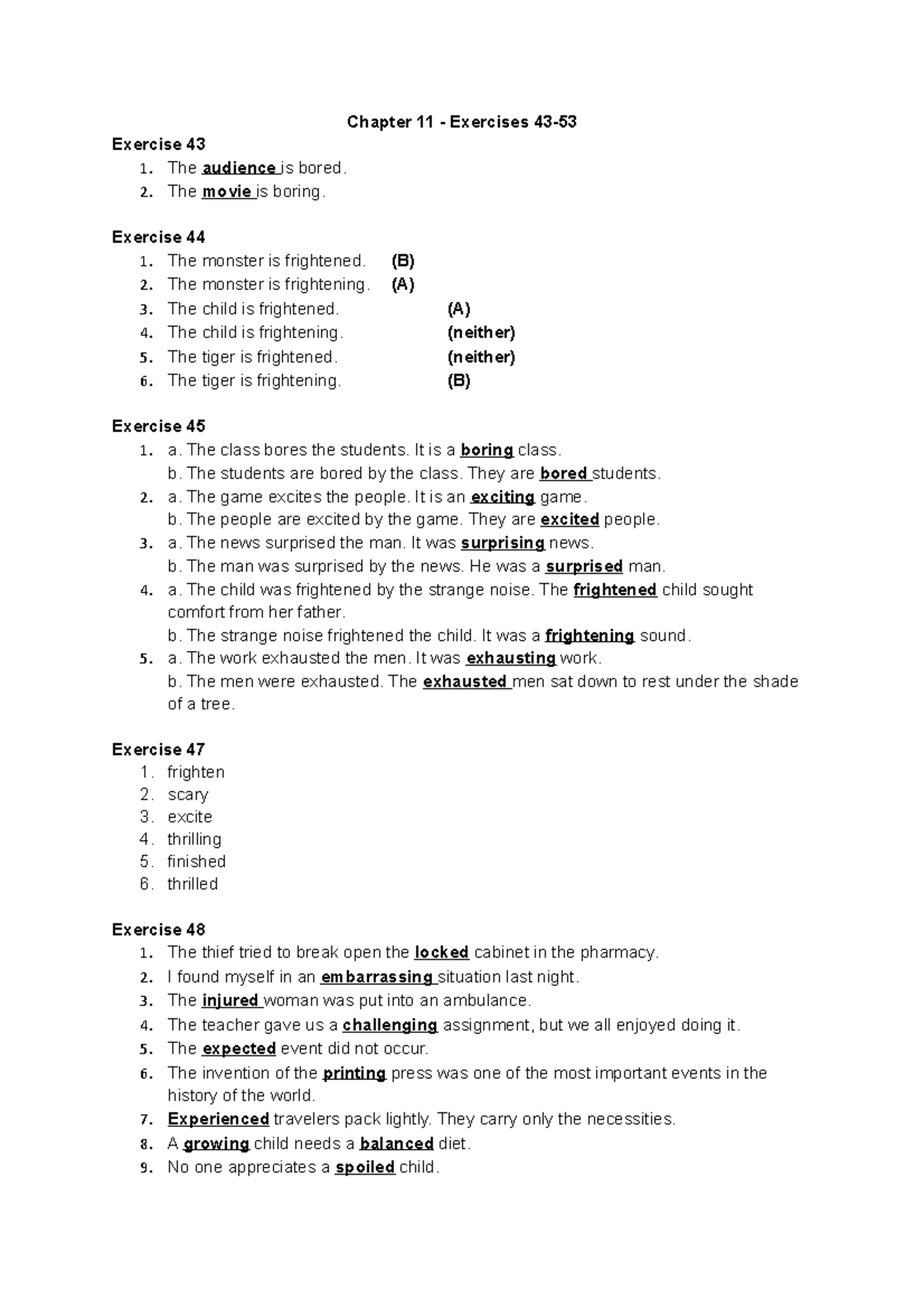 Understanding and Using English Grammar - Chapter 11 Exercises 43-53 ...