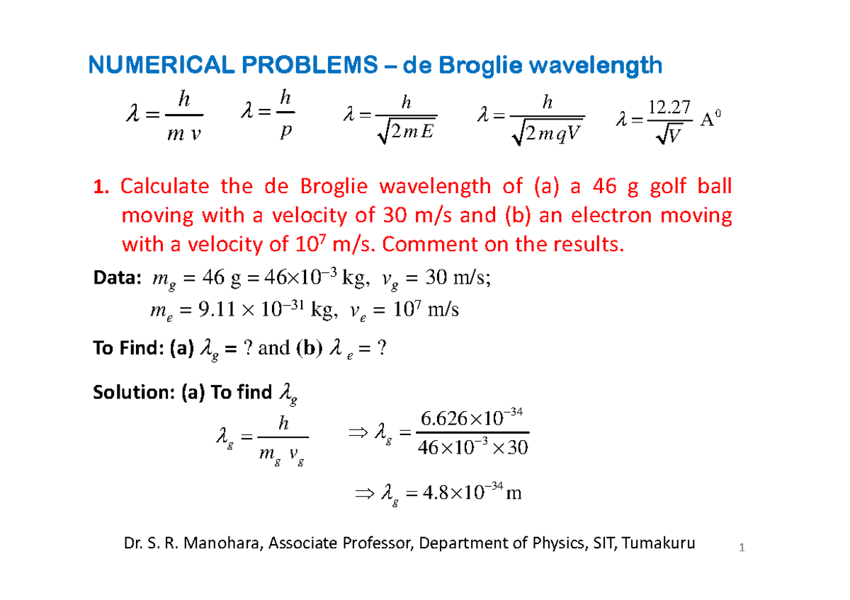 UNIT 4 - Numerical Problems in Quantum Mechanics (PHYS 101) - Studocu