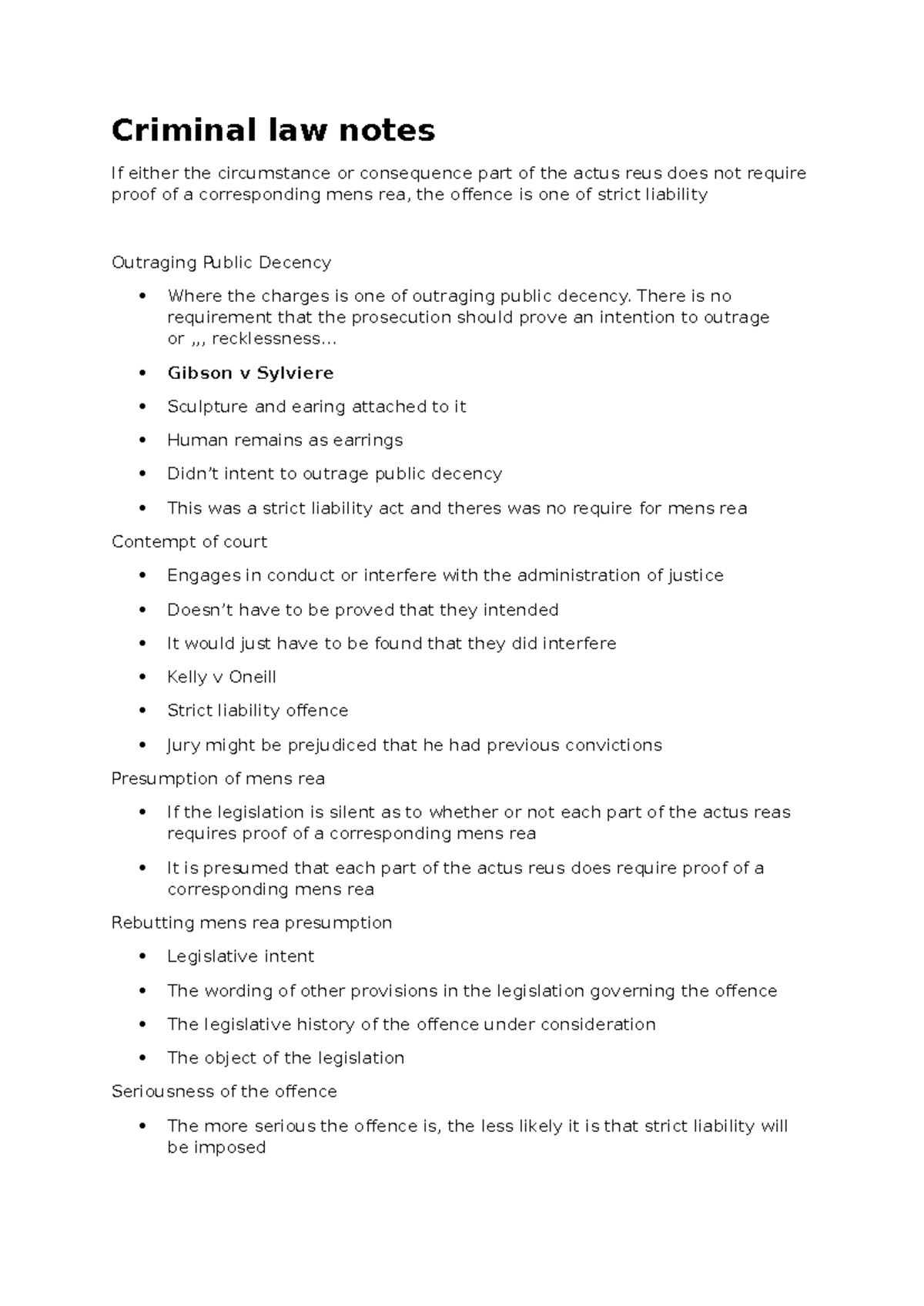 Criminal Law Notes: Key Concepts and Case Law Analysis (CL 101) - Studocu